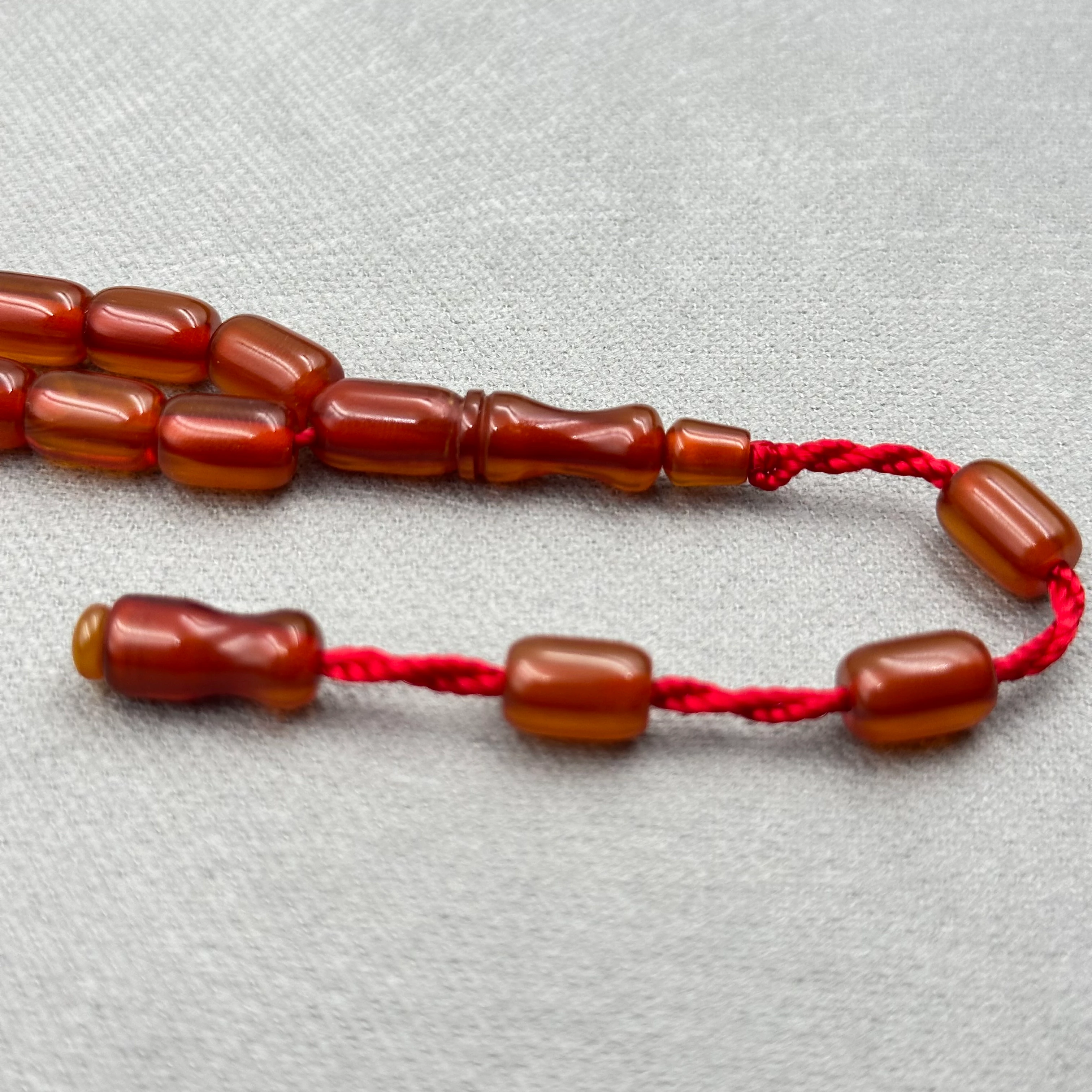 Kızıl Kahve Parlak Kapsül Kesim Sıkma Kehribar Tespih